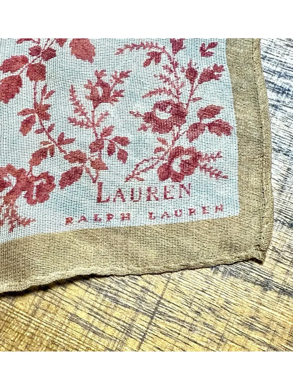 Vintage Lauren by Ralph Lauren Floral Scarf Red Calico‎ Rose Square 16
